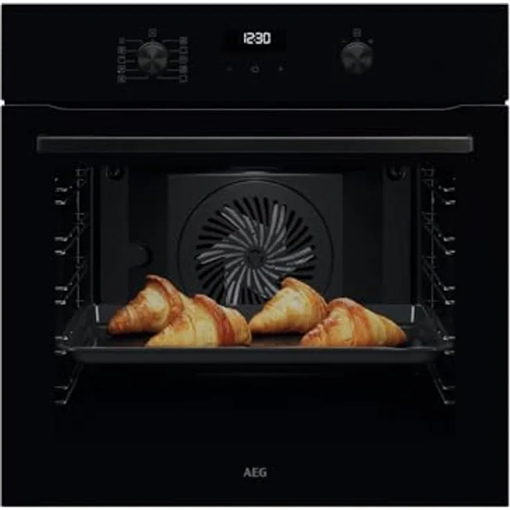 AEG NBA5A20AK SurroundCook Backofen Schwarz, 8 Backofenfunktionen, Aqua Reinigungsfunktion, MaxiKlasse, SteamBake Funktion
