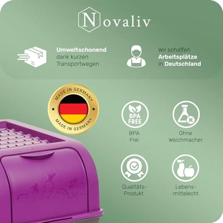Novaliv Kartoffel Aufbewahrungsbox | 2X mit 5L | LILA | Luftzirkulation für frische Kartoffeln | Stapelbar und lichtundurchlässig – Bild 5
