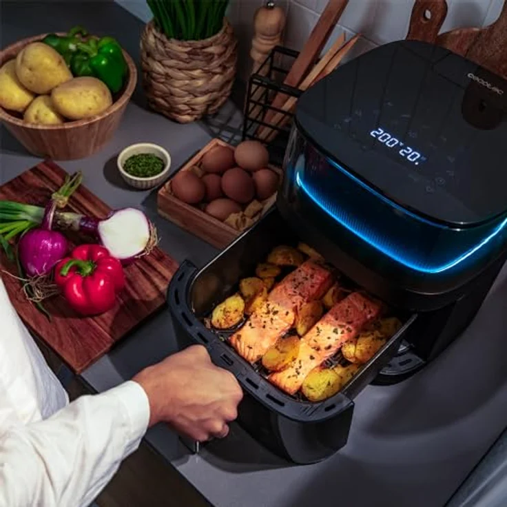 Cecotec Cecofry Neon 5000, Heißluftfritteuse 1500 W mit 5 Litern Fassungsvermögen, 10 voreingestellten Menüs und integrierter Wasserdosierautomatik – Bild 8
