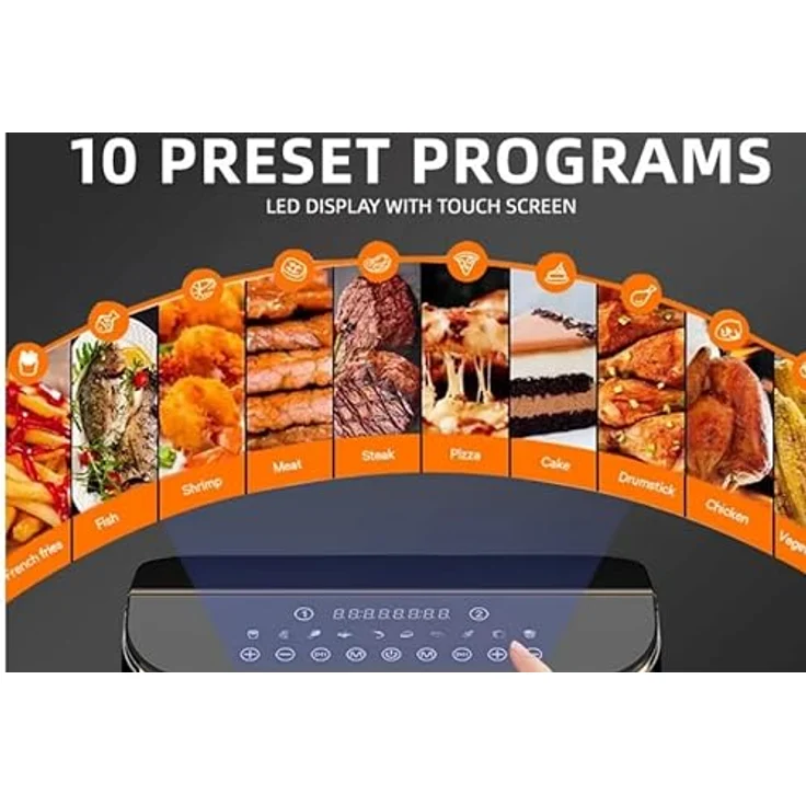 Michelino Heißluft Fritteuse 9 Liter I 4,5 L + 4,5 L I Doppel Heißluftfritteuse I doppelter Airfryer I Air Fryer I Touchscreen I Doppelkammer – Bild 5