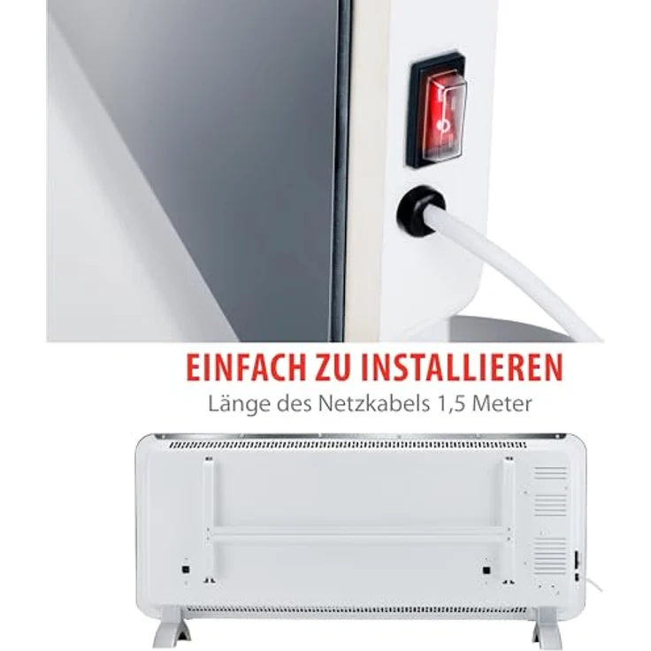 alpina Elektroheizkörper 2000W - Heizkonvektor mit Einstellbarer Temperatur - Timerfunktion, Schwarz – Bild 5