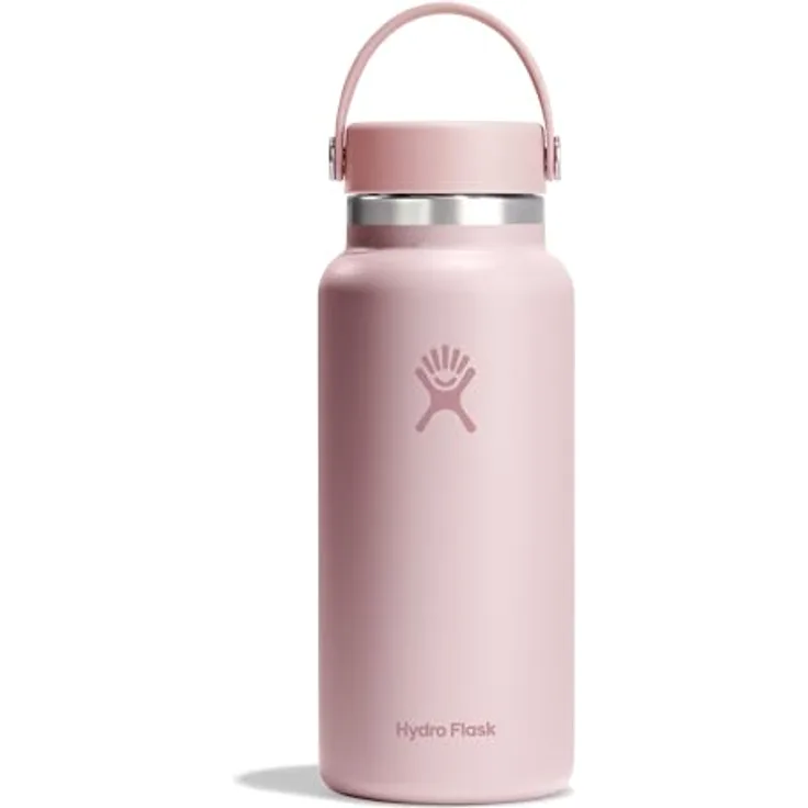 Hydro Flask Wide Mouth Trinkflasche 946ml (32 oz) - Isolierte Wasserflasche aus Edelstahl - Trillium, auslaufsicherer Flex Cap-Deckel & Gurt, Thermoflasche Spülmaschinenfest