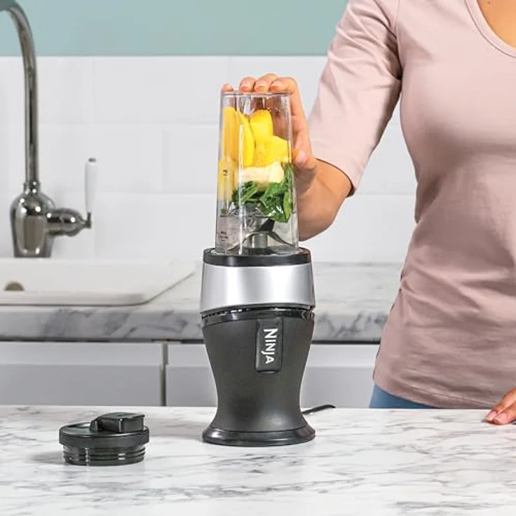 Ninja QB3001EUS Standmixer Smoothie Maker, 700W, inkl. 2 Becher je 0,47L, schwarz, silber – Bild 3