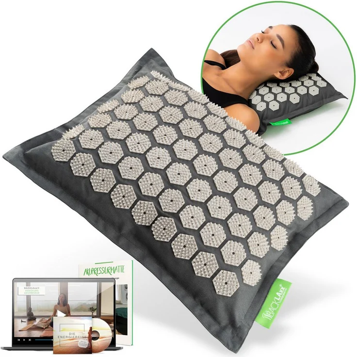 BACKLAxx® Akupressurmatte Akupressur Kissen mit umweltfreundlichem Halbleinen und Naturkokosfasern – Bild 1