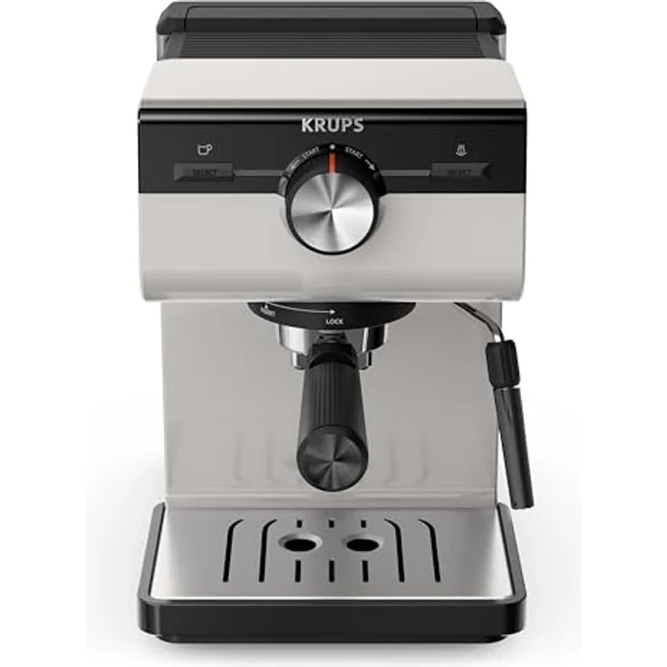 Krups XP381B Authentic Espressomaschine Siebträger, Kaffeemaschine in Fair Grey, 15 bar Pumpendruck, Milch-Aufschäumdüse, 2 L Wassertank – Bild 2