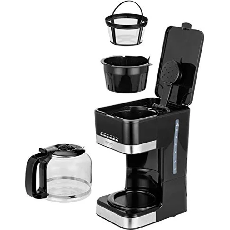 MPM MKW-05 Programmierbare elektrische Tropfkaffeemaschine, Kaffeefiltermaschine 15 Tassen Kapazität, 1,8 Liter, LCD-Display, Warmhaltefunktion, 950 W, schwarz, Edelstahl, 1.8 liters, Black – Bild 3