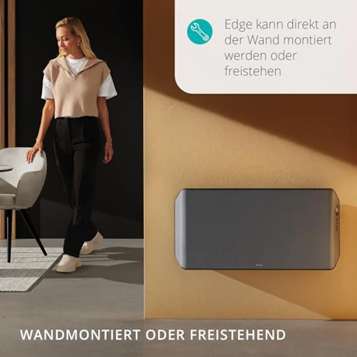 Duux Edge Elektrischer Konvektor-Raumheizer 24 h IP24 Indoor Flur Wand Grau,  – Bild 4