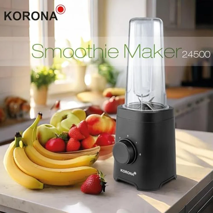 Korona 24500 Smoothie Maker | Homogenes Mixergebnis | ToGo Becher 600 ml | BPA-frei | 320 Watt, mattschwarz – Bild 2