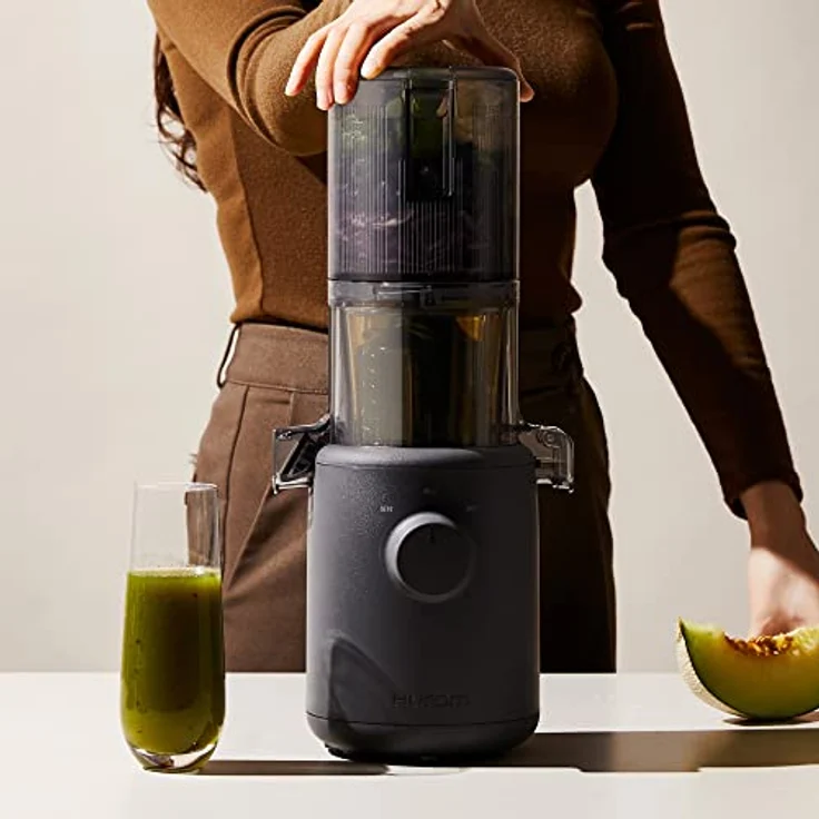 HUROM | Slow Juicer | Entsafter Gemüse und Obst | H310A | Elektrische Kaltpresse | Ruhiger Motor | Leicht zu Reinigen | 220ml | 100 Watt | BPA Frei |Schlankes Design | Kohlfarbe – Bild 2
