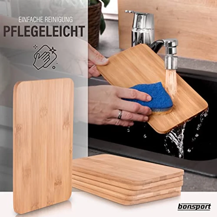 6er-Set Frühstücksbrettchen aus Bambus, 22 x 14 x 0,8 cm – Bild 7