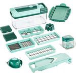 Genius Nicer Dicer Fusion, 14-teiliges Set mit XXL-Messereinsatz 12 x 36 mm, Universalzerkleinerer