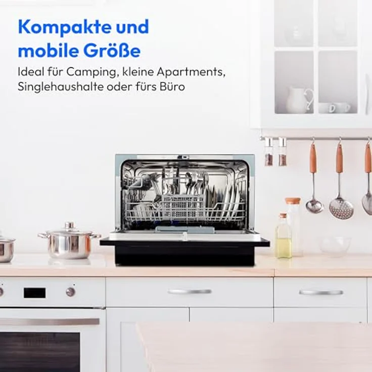MEDION Tischgeschirrspüler DWT 60, freistehend für 6 Maßgedecke, Energieeffizienzklasse D, schwarz, 7 Reinigungsprogramme – Bild 5