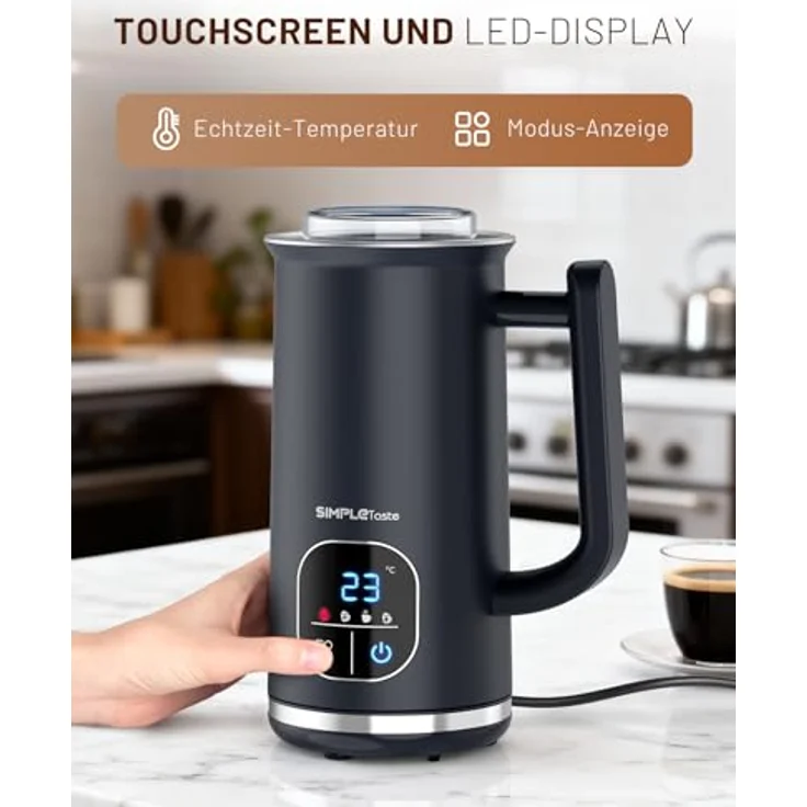 SIMPLETASTE Milchaufschäumer Elektrisch 4-in-1, Heißer & kalter Milchschaum, warmes Milch- und Kakaoerwärmen, 240 ml Fassungsvermögen, Antihaftbeschichtung, automatische Abschaltung, leise & BPA-frei – Bild 2