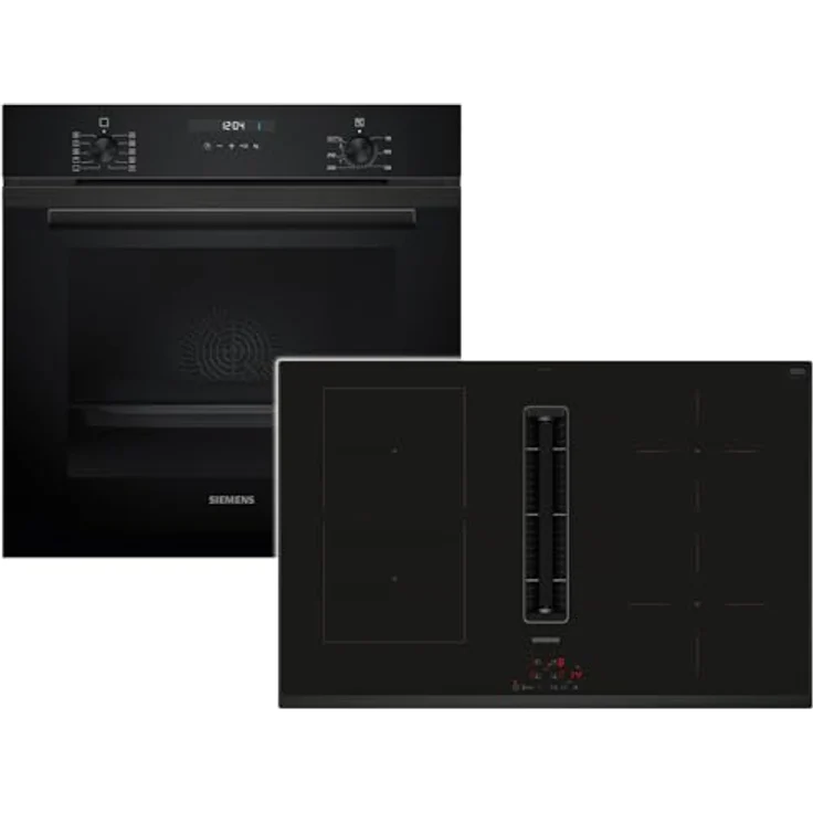 Siemens Set EQ527EA6BZ, Backofen HB237GBB3 + Induktionskochfeldabzug ED851BS16E, 7 Backofenfunktionen, 3D Heißluft, Deep Black Inox, 80 cm breit – Bild 1