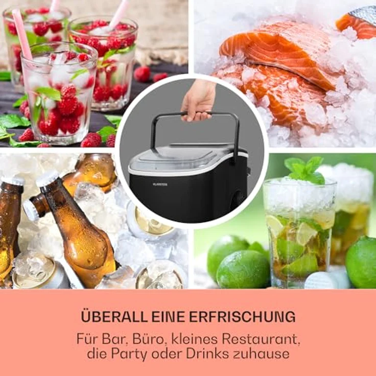 Klarstein Eiswürfelmaschine für Zuhause Camping Gastro, Schnelle Mini-Eiswürfelmaschine Klein, Profi Eismaschine für Große & Kleine Eiswürfel, Selbstreinigend, 1,3L Wassertank, 12kg Eis in 24h - Preisvergleich – Bild 3
