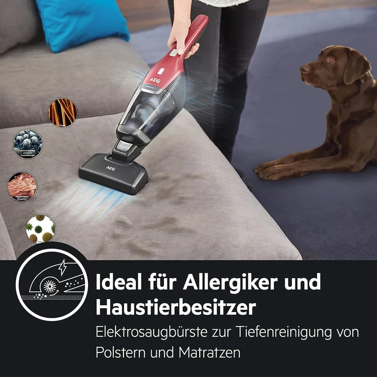 AEG Ergorapido CX7-2-45AN Handstaubsauger, 45 min Akkubetrieb, LED-Frontlicht, 180° Drehgelenk, Bürstenreinigungsfunktion, freistehend, rot – Bild 16