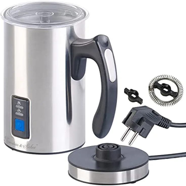 Rosenstein & Söhne ZX-6037-919 Milchbereiter: Elektrischer Edelstahl-Milchaufschäumer, 115/240 ml, antihaft, 500 W (Milk Maker, Milchaufschäumer-Gerät, Milchkännchen)