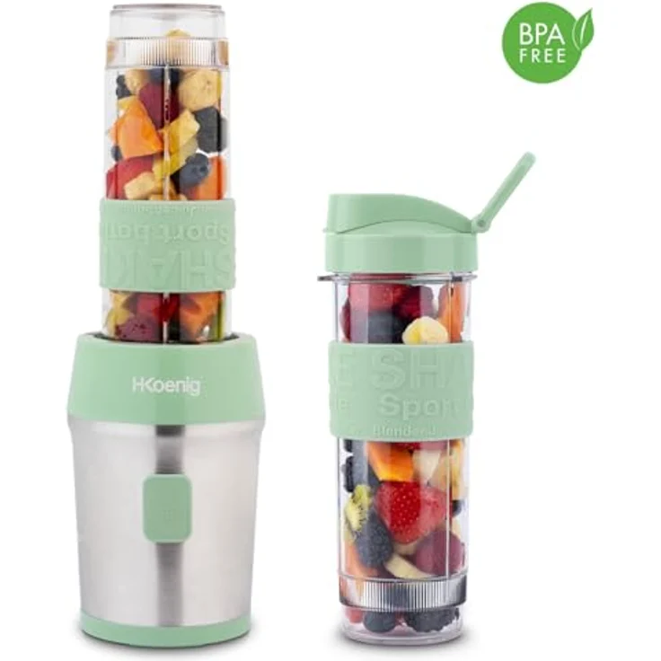H.Koenig SMOO18 Smoothie-Maker, Edelstahl, 4 Klingen, 0,57L, silber, mint – Bild 11