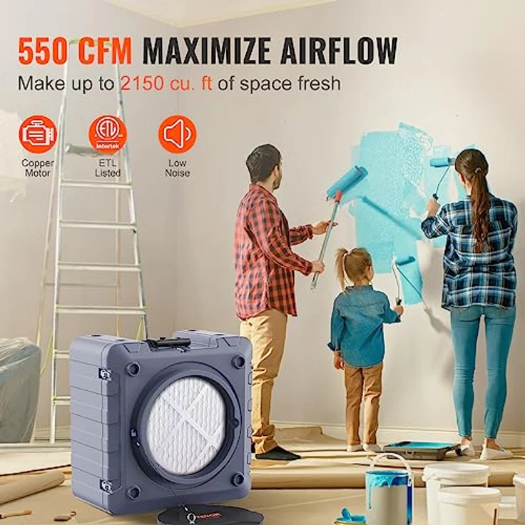 VEVOR Luftreiniger mit 3-stufiger stapelbarer Negativluftmaschine 550 CFM, effektive Luftfiltration und hoher Luftstrom – Bild 3