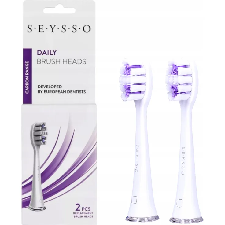 Seysso Carbon Tägliche Spitze SE0103 2Stk., Zahnbürstenköpfe für Erwachsene, optimale Reinigung, Carbon Basic White