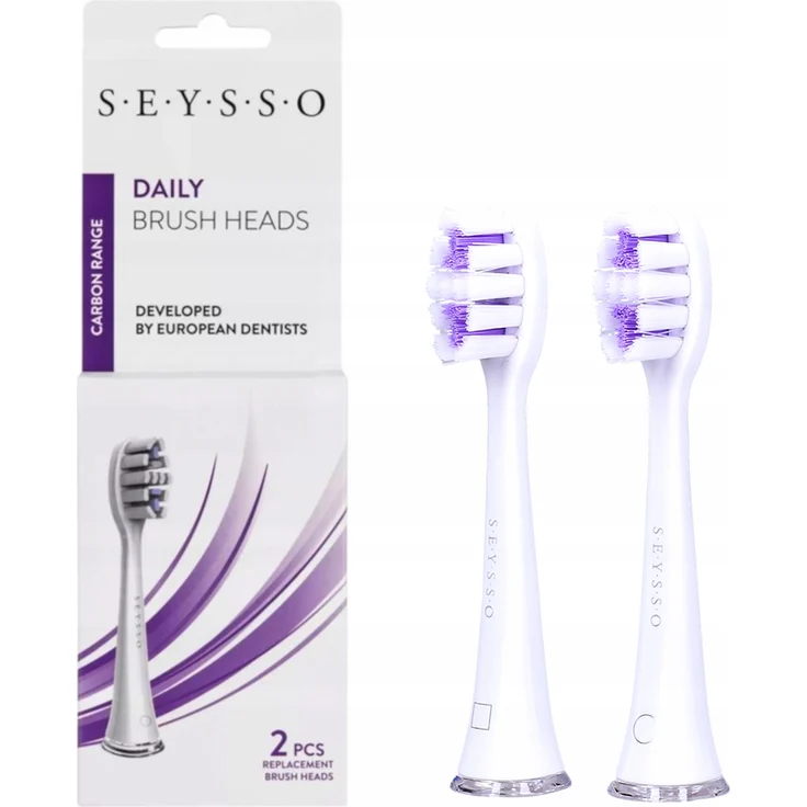 Seysso Carbon Tägliche Spitze SE0103 2Stk., Zahnbürstenköpfe für Erwachsene, optimale Reinigung, Carbon Basic White – Bild 1