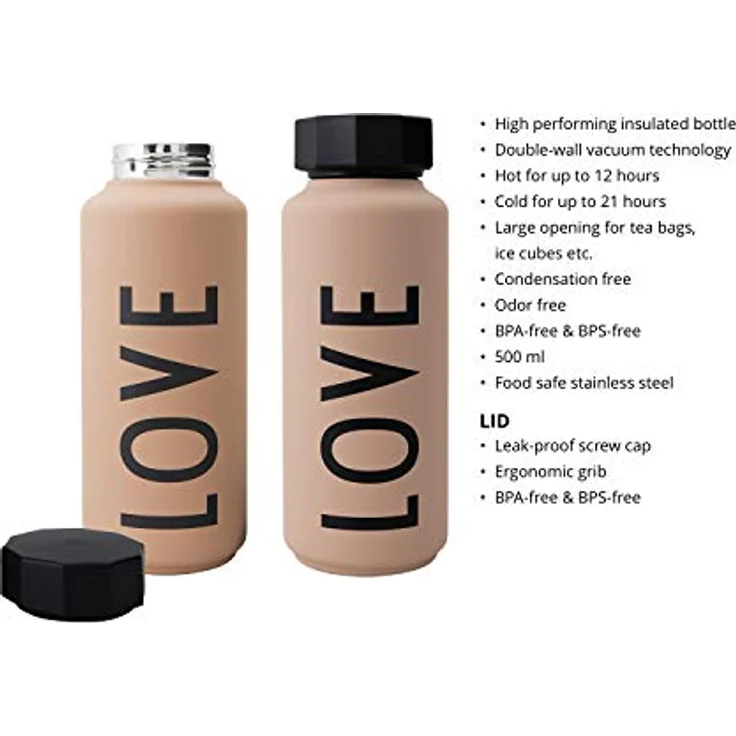Design Buchstaben personalisierbare weiße Thermo-Edelstahlflasche für heiße und kalte Getränke, isolierte Trinkflasche für unterwegs, für Arbeit, Schule, Sport und Fitnessstudio – E – Bild 3