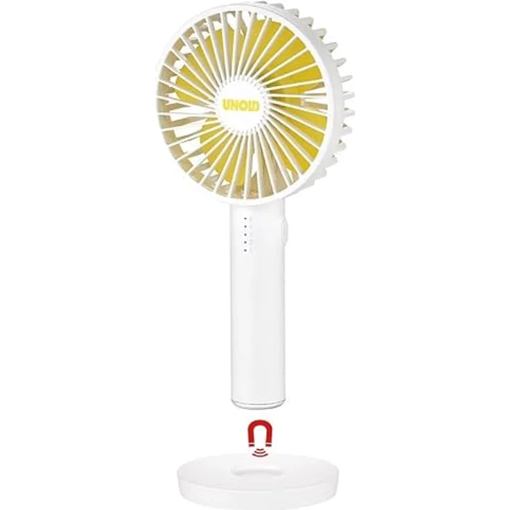 Unold Akku-Handventilator Breezy II, tragbarer Handventilator mit 5 Geschwindigkeitsstufen und integriertem Spiegel, creme – Bild 4