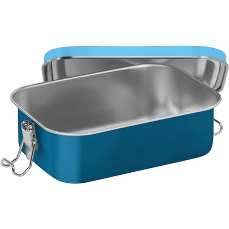 Step by Step Edelstahl-Lunchbox „Sweet Mermaid“, 0,8 Liter mit herausnehmbarer Trennwand, Clip-Verschluss und BPA-frei, blau – Bild 2