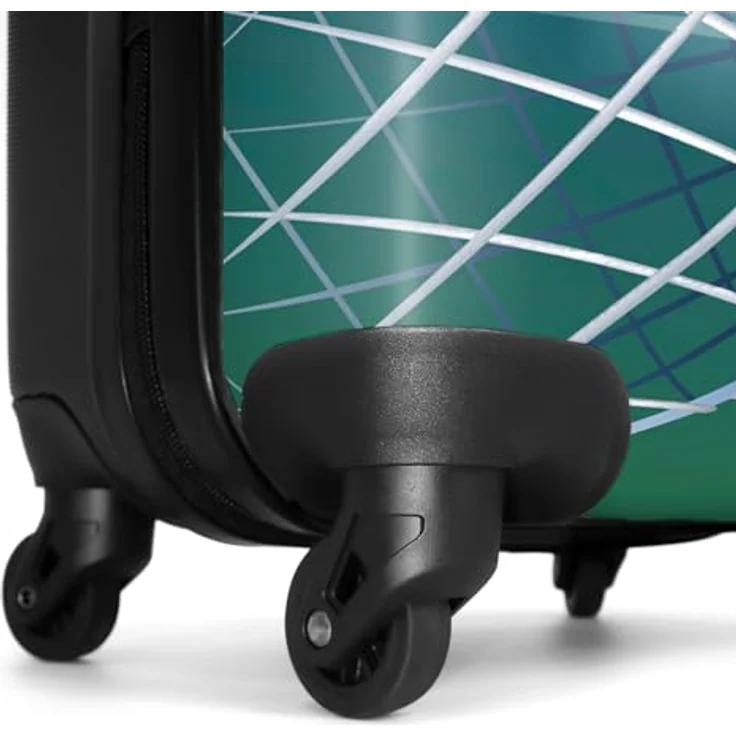 NoBoringSuitcases.com© Kinderkoffer Fußball - Tor - Netz - Schießen - Jungen 55x35x20cm, 4 Rollen, Handgepäck Koffer, Hartschalenkoffer Kinder, Reisekoffer Jungen - Fröhlich buntes Design - Leichtgewicht 2,6kg – Bild 7