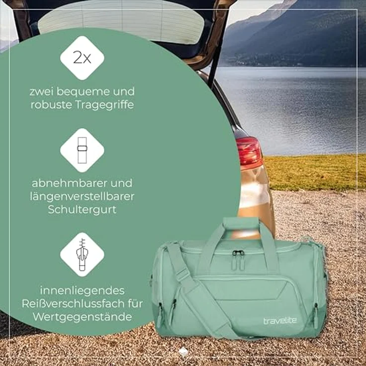 Travelite Kick Off Weekender Reisetasche M, 50 cm, salbeigrün, 100% Polyester, ideal für Kurzreisen – Bild 6