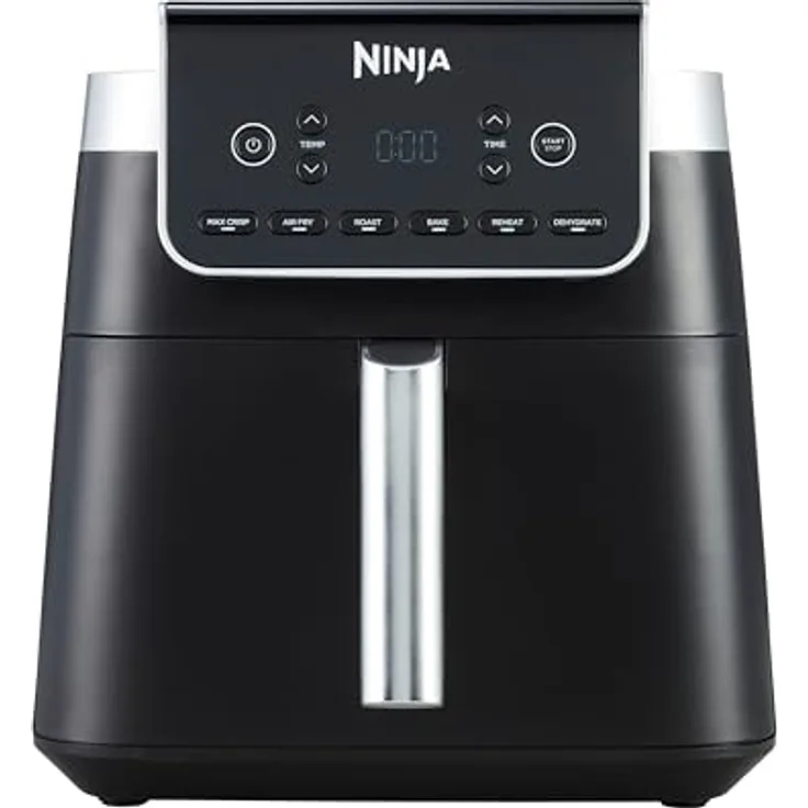 Ninja Heißluftfritteuse MAX PRO, 6,2 l, ohne Öl, große Schublade, Braten, Backen, Heißluft-Fritieren, Familiengröße, digital, Antihaftbeschichtung, spülmaschinenfeste Teile, Grau, AF180EU