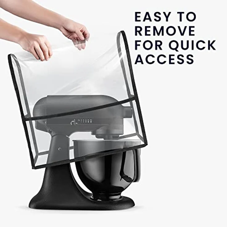 kwmobile TPU Hülle transparent kompatibel mit KitchenAid 4,3-4,8 Liter - mit 3 Fächern - Küchenmaschine Staubschutz Abdeckhaube in Transparent Schwarz – Bild 4