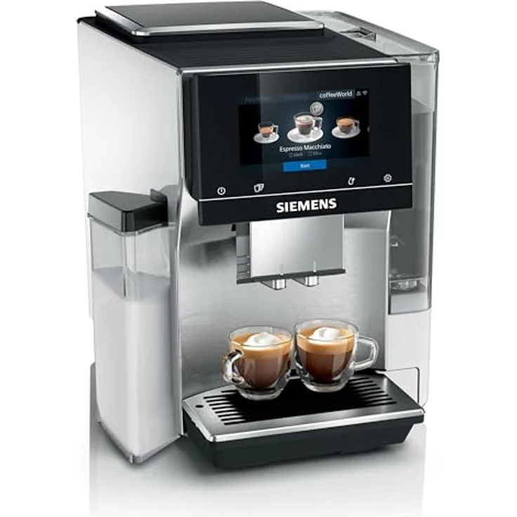 SIEMENS Kaffeevollautomat EQ700 mit iSelect-Display, coffeeWorld, Cold Brew, Slow Brew, Milchbehälter, Adapter für Milchziegel, Home Connect, Edelstahl, Weiß, TQ715R03 Integral – Bild 1