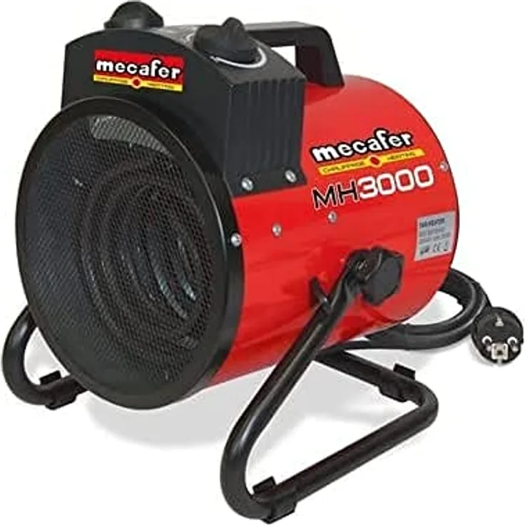 Mecafer Bauheizer 3000 W -MH3000, Kompakt und ergonomisch, 2 Heizstufen - weiß