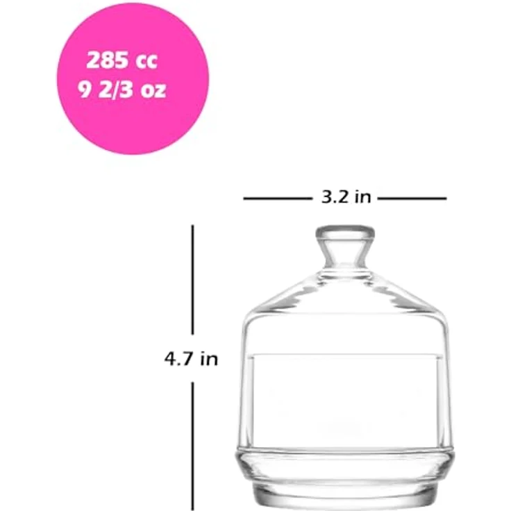 LAV Fornord Stapelbare Glasdose 1 Etage, transparent, mit Deckel, ideal für Süßigkeiten und Snacks, Durchmesser 9 cm, Höhe 12 cm – Bild 2