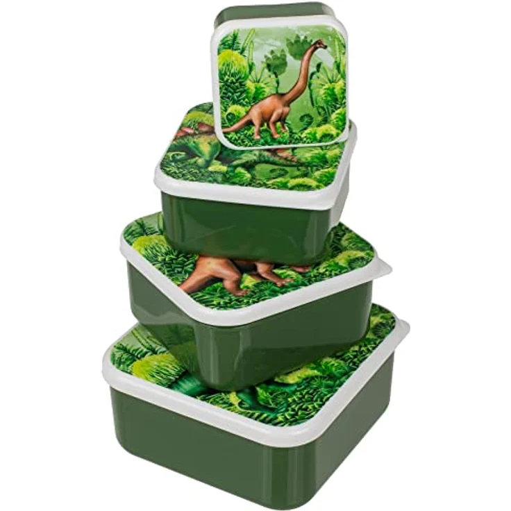 ootb Brotdosen Lunchbox Brotbüchsen »Dinosaurier« Schule Kindergarten Vesper 4er Set – Bild 2