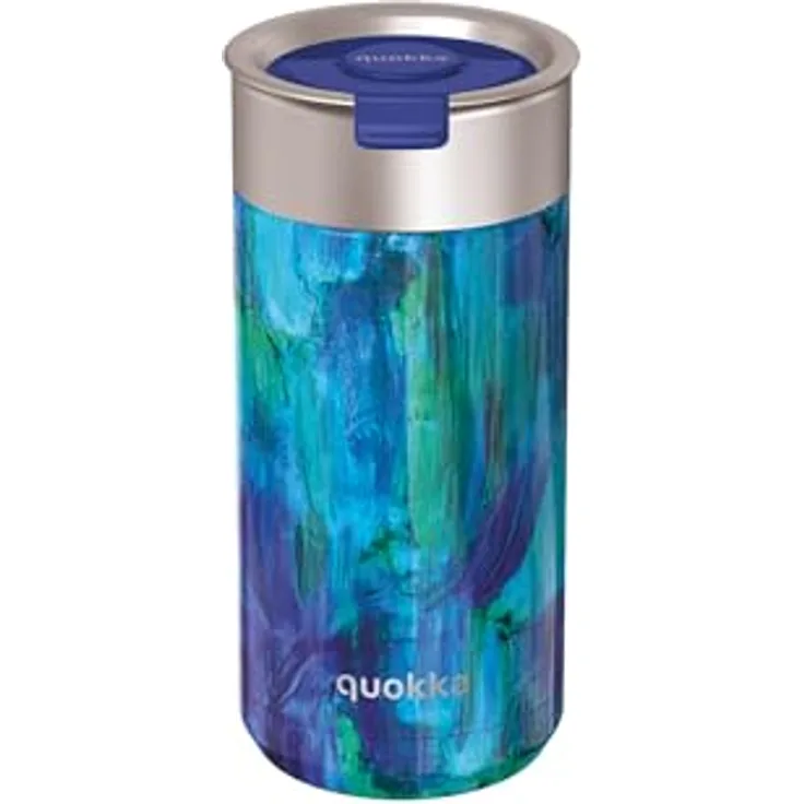 Quokka Boost Blue Paint, wiederverwendbarer Thermobecher mit doppelwandiger Konstruktion, 400 ml, BPA-frei, auslaufsicher
