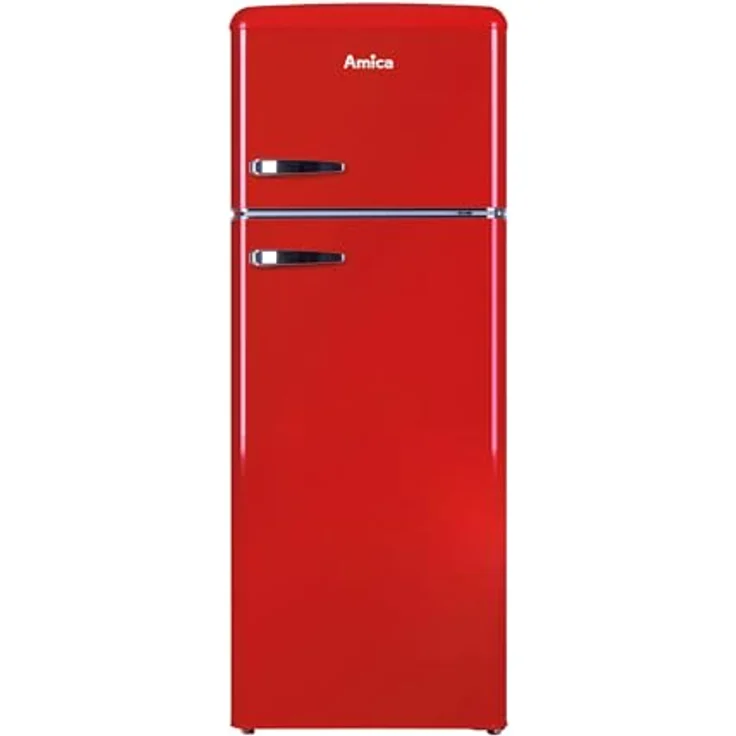 Amica DTR 374 190 R Retro Kühl-/Gefrierkombination/Rot, 144cm (H) x 55cm (B) x 62cm (T), 206 l Nutzinhalt, Energieeffizienzklasse D, FrostControl – Bild 1