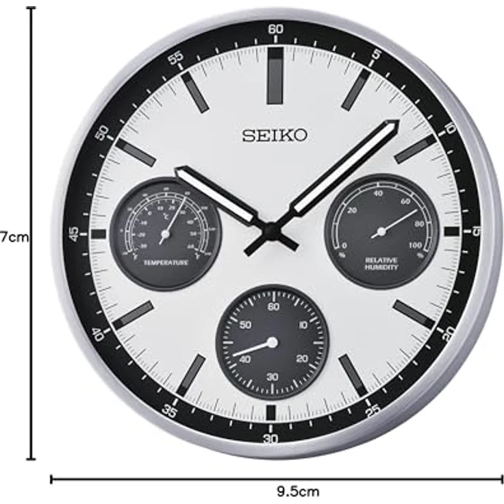 Seiko Wanduhr (Quarzuhr, Leuchtzeiger, silberfarben-weiß) – Bild 2