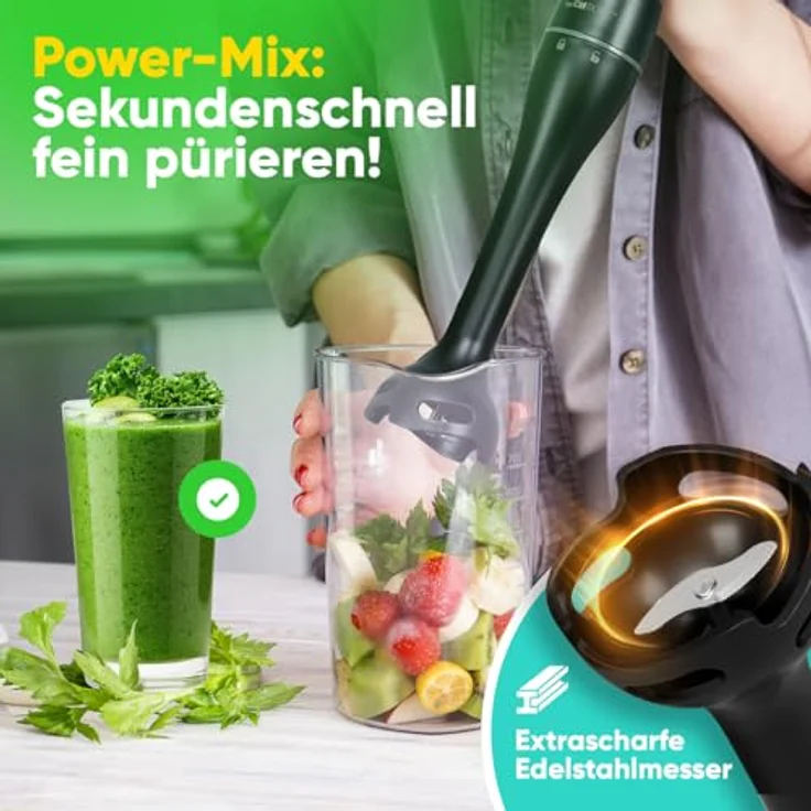CLATRONIC Stabmixer SM 3824, Edelstahl-Mixstab für Smoothies, Turbo-Mode, 350 Watt, BPA-frei – Bild 2