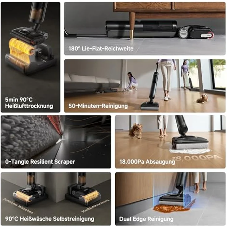 Dreame H12 Pro FlexReach Trockensauger kabellos Kantenreinigungsbürste, 180°-Design, 18.000 Pa Saugkraft, 50 Min Akkulaufzeit – Bild 10