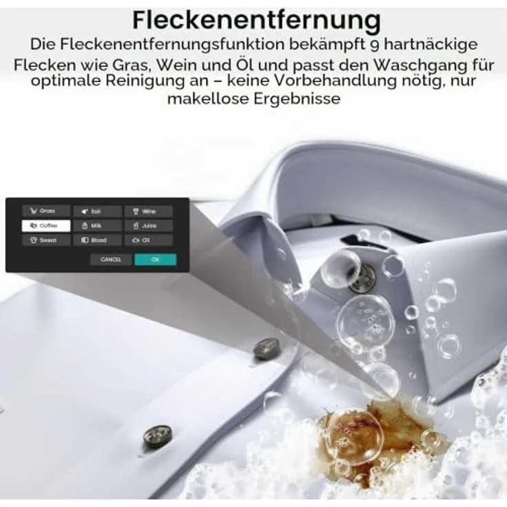 Hisense WF5I9043BWFS, Freistehende Waschmaschine, 9 kg, 1400 U/min, Energieeffizienzklasse A, Weiß – Bild 2