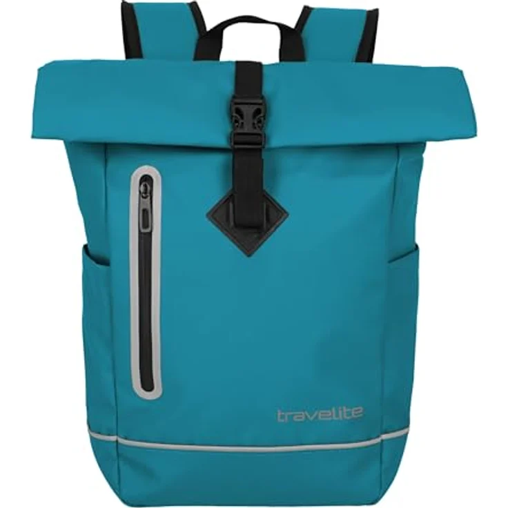 travelite BASICS Roll-Up Rucksack, Freizeitrucksack aus wasserfester Plane, atmungsaktive Rückwand, vielseitig einsetzbar – Bild 1
