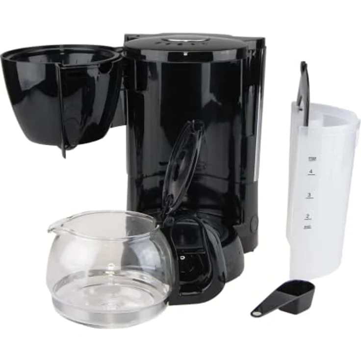 grossag Filter-Kaffeeautomat mit Glaskanne KA 12.17, 0,6 Liter für 4 Tassen Kaffee, 600 Watt, Schwarz - Edelstahl – Bild 3