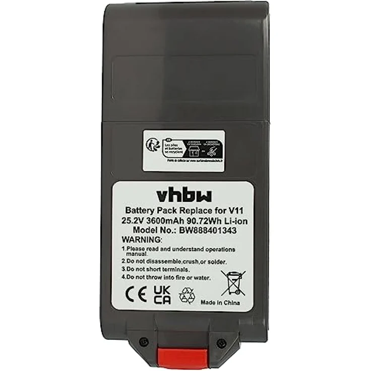 vhbw Akku kompatibel mit Dyson V11 Torque Drive Extra, Torque Size Staubsauger (3600mAh, 25,2V, Li-Ion, dunkelgrau) – Bild 2