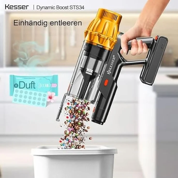 KESSER® Akku Staubsauger STS34, kabellos mit bis zu 70 Min. Laufzeit, HEPA-Filter, LED-Display und Anti-Tangle-Bodenbürste für Hartböden und Teppiche – Bild 4