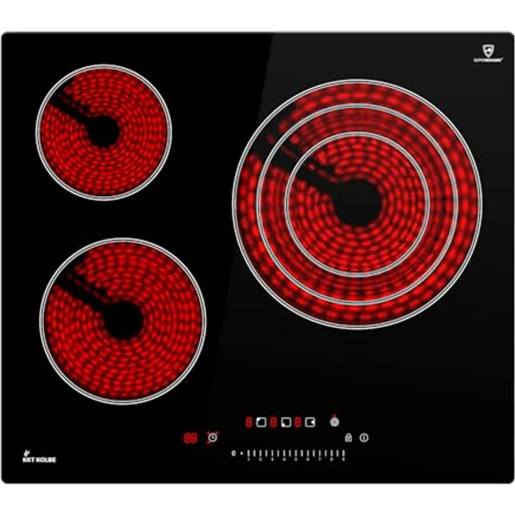 KKT KOLBE CH5903RL Glaskeramikkochfeld 59 cm, 5,7 kW, autark, 3 Zonen, inklusive 30 cm Dreifachzone für Wok/Paella, Touch Slider, Timer, Restwärmeanzeige, Tastensperre – Bild 1