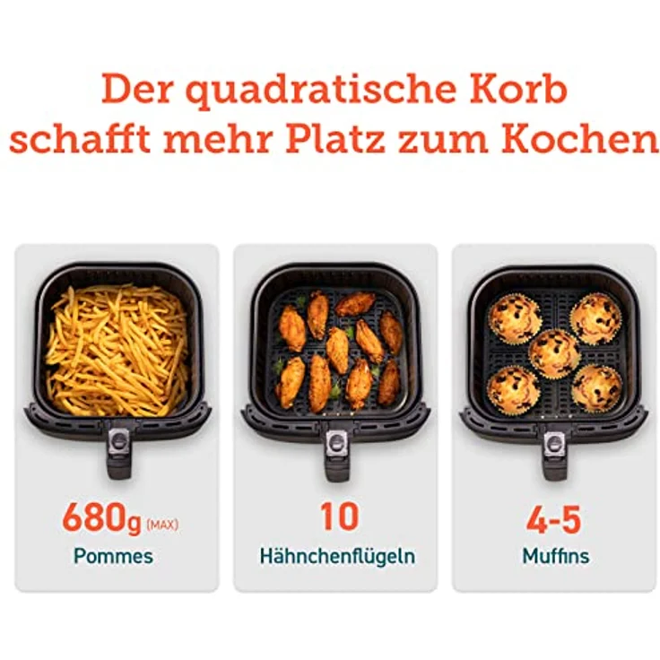 COSORI CP137-AF-RXB Heißluftfritteuse, Air Fryer, 3,5L Fassungsvermögen, 1500W, 11 voreingestellte Programme, LED Display, Warmhaltefunktion, Kunststoff, schwarz – Bild 5