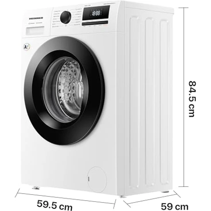 Heinner HWM-HME1014IVA10+++, Frontlader Waschmaschine, 10 kg Kapazität, Energieeffizienzklasse A, 1400 U/min, Weiß mit schwarzer Tür – Bild 4