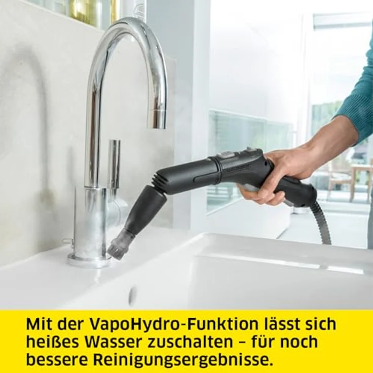 Kärcher Dampfreiniger SC 5 EasyFix Iron mit Heißwasser-Zuschaltung, Dampfdruck: 4,2 bar, Aufheizzeit: 3 min., Fläche: ca. 150 m², Tank: 0,5 l + 1,5 l, Bodenreinigungsset EasyFix und Düsen – Bild 3